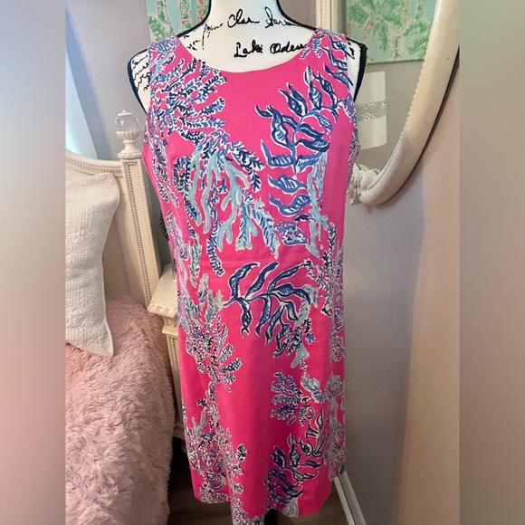 Lilly Pulitzer Cathy Shift Dress Samba Coral Print Size 8 - Picture 2 of 13